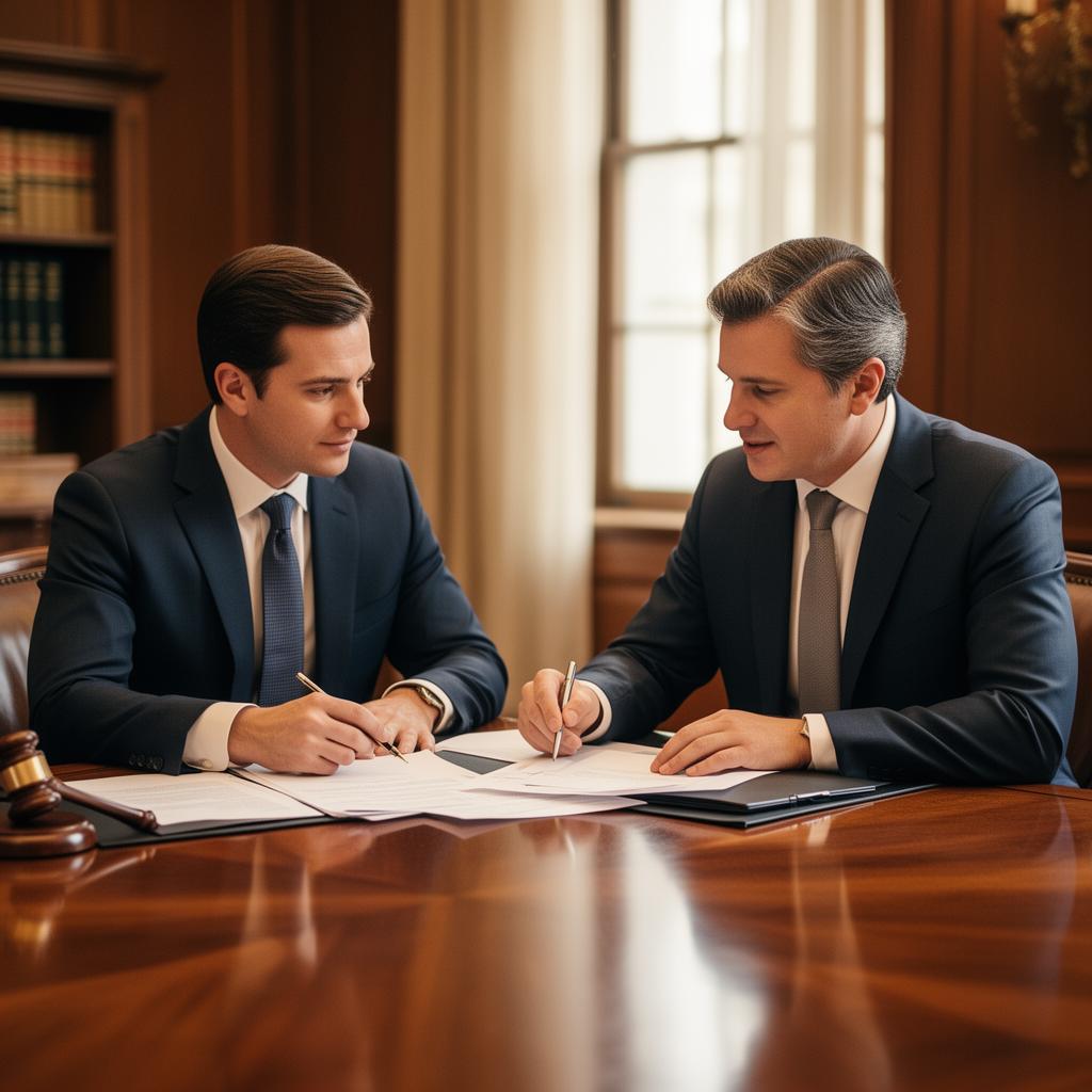 Attorneys collaborating in a law firm conference room